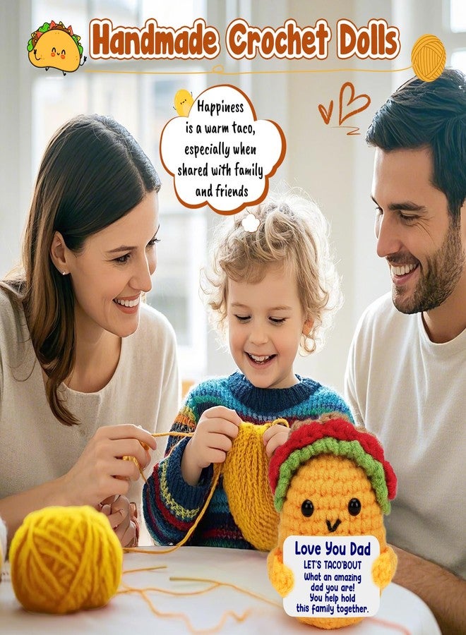 LuoHere Dad Birthday Gift from Daughter Son Happy Birthday I Love Best Dad Ever Gifts for New Single Step Dads Thank You Daddy Cool Funny Present Christmas Handmade Crochet Taco Gift - Image 2