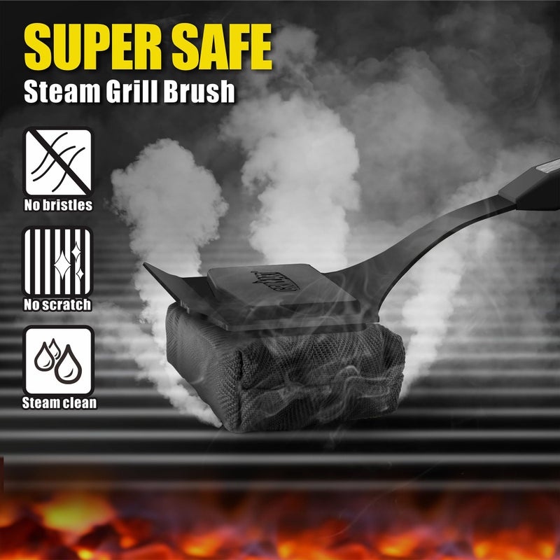 GRILLART Grill Brush Bristle Free, Replaceable BBQ Cleaning Pad (No Handle), Safe Replacement Cleaning Pad/Head for Cast Iron/Stainless Steel Grates - Dark Black - Image 4