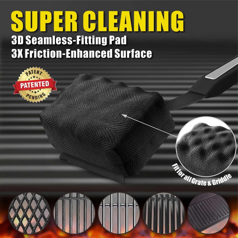GRILLART Grill Brush Bristle Free, Replaceable BBQ Cleaning Pad (No Handle), Safe Replacement Cleaning Pad/Head for Cast Iron/Stainless Steel Grates - Dark Black - Image 2