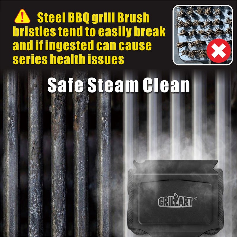 GRILLART Grill Brush Bristle Free, Replaceable BBQ Cleaning Pad (No Handle), Safe Replacement Cleaning Pad/Head for Cast Iron/Stainless Steel Grates - Dark Black - Image 5