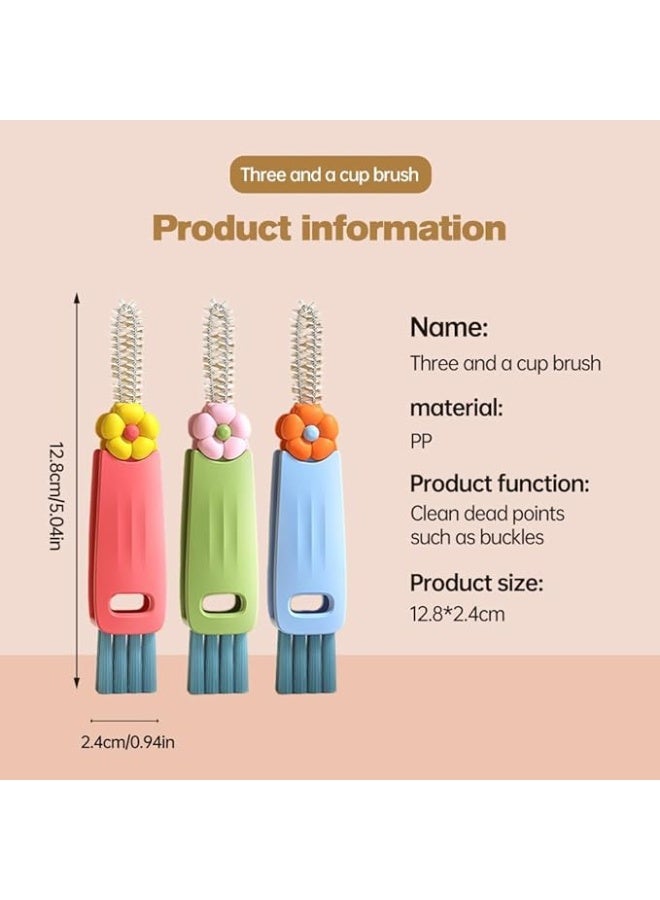 3 in 1 Cup Lid Cleaning Brush, Multifunctional Crevice Portable Cup Lid Cleaning Brush for Bottle Gap Tight Spaces Cup  - Image 2