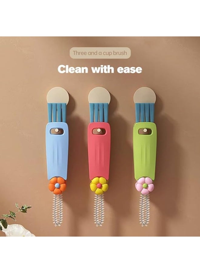 3 in 1 Cup Lid Cleaning Brush, Multifunctional Crevice Portable Cup Lid Cleaning Brush for Bottle Gap Tight Spaces Cup  - Image 3