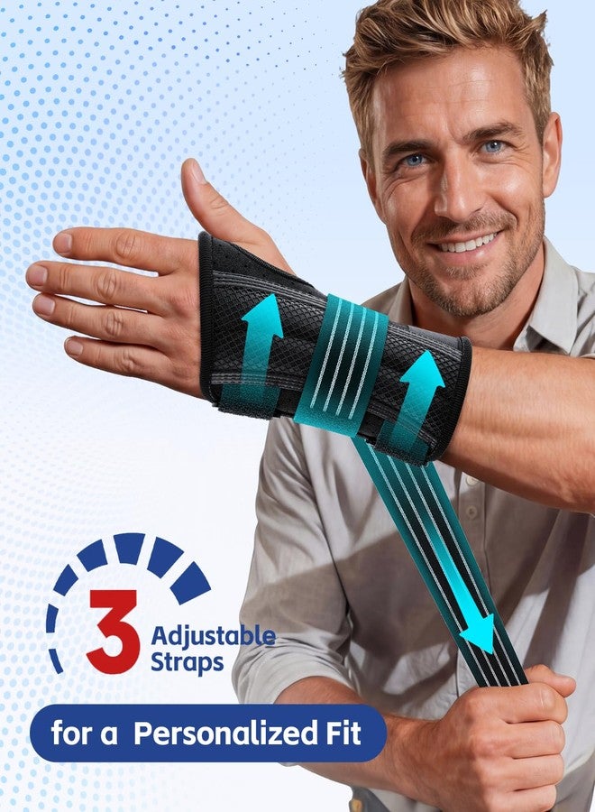 FEATOL Lightweight Carpal Tunnel Wrist Brace for Daily Work, 7 inches Comfortable & Adjustable Night Support for Women Men, Hand Brace With Splint Pain Relief for Tendonitis, Sprains, Arthritis, Right Hand, Medium - Image 5