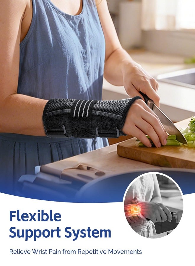 FEATOL Lightweight Carpal Tunnel Wrist Brace for Daily Work, 7 inches Comfortable & Adjustable Night Support for Women Men, Hand Brace With Splint Pain Relief for Tendonitis, Sprains, Arthritis, Right Hand, Medium - Image 3