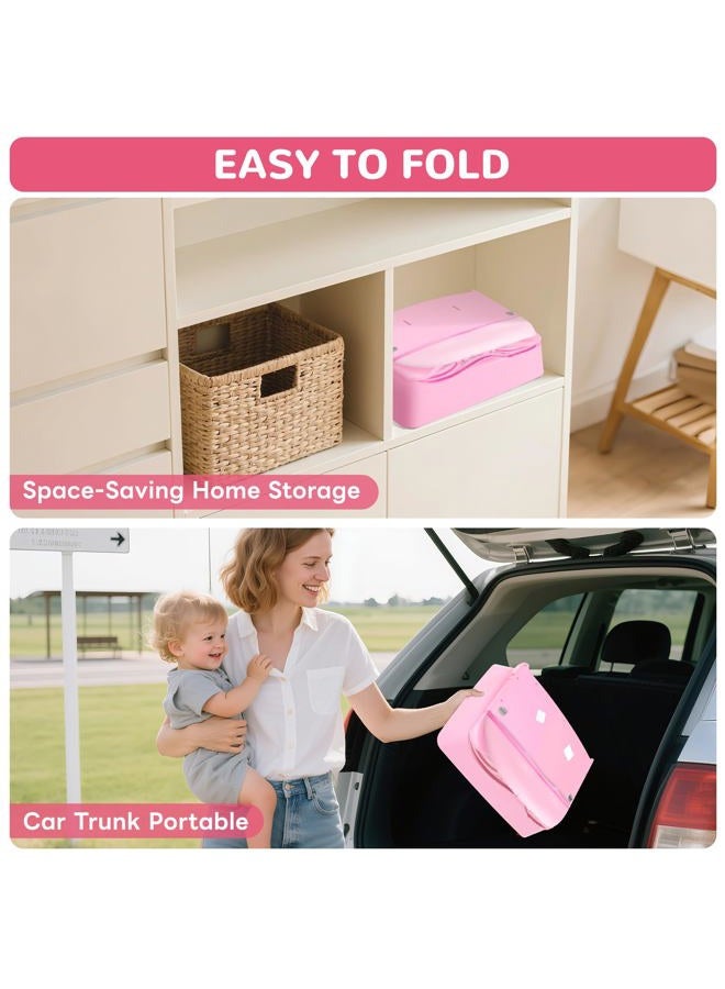 BOSEDSANG 4-in-1 Baby High Chair, Convertible Highchair for Babies and Toddlers, Portable High Chair with Foldable Design, Booster Seat for Kitchen, Dining & Outdoor Use, Easy to Clean & Storage(Pink) - Image 4