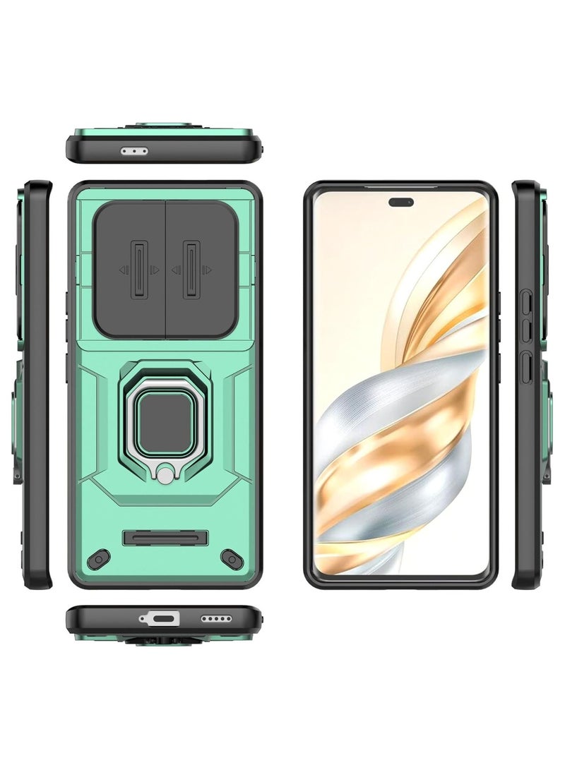 Honor X9c 5G Case Metal Ring Magnetic Kickstand Shell with Camera Lens Slide Window TPU PC Armor Shockproof Protective Cover - Image 2