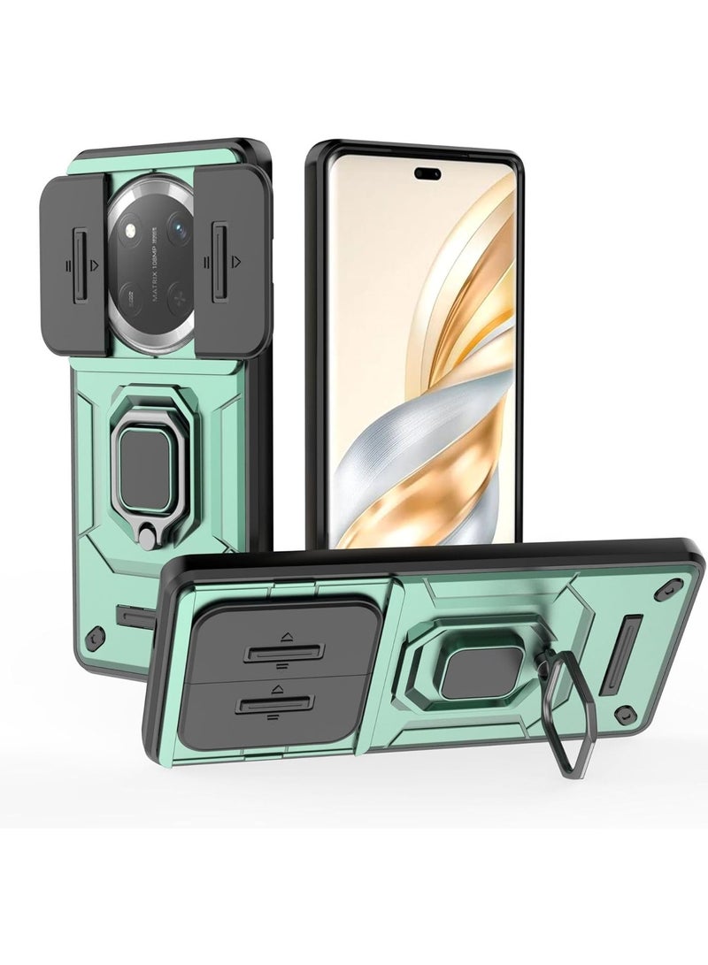Honor X9c 5G Case Metal Ring Magnetic Kickstand Shell with Camera Lens Slide Window TPU PC Armor Shockproof Protective Cover - Image 1