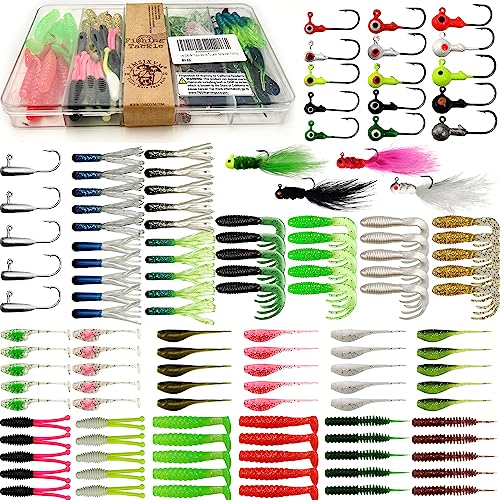VMSIXVM Crappie Lures Tube Lures Jigs Heads Worms Swimbaits Kit, 165, 124, 50 Pcs Pre-Rigged Crappie Jigs Tube Hooks Soft Plastic Grub Worms Baits for Bass Trout Freshwater Saltwater Fishing - Image 1