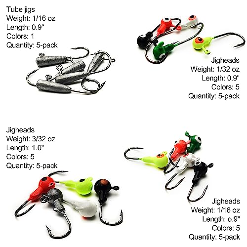VMSIXVM Crappie Lures Tube Lures Jigs Heads Worms Swimbaits Kit, 165, 124, 50 Pcs Pre-Rigged Crappie Jigs Tube Hooks Soft Plastic Grub Worms Baits for Bass Trout Freshwater Saltwater Fishing - Image 2