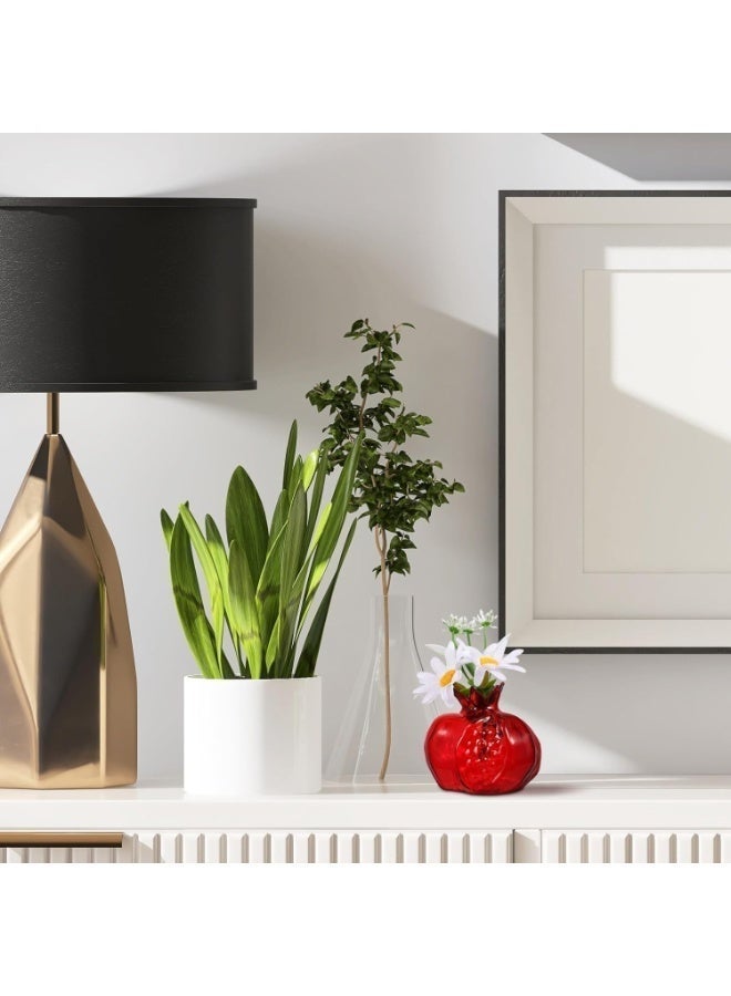 ChicAbode Pomegranate Shaped Glass Vase, Small Red Decorative Flower Vase, Glazed Table Ornament for Home Living Room Bedroom Office Decoration - Image 5