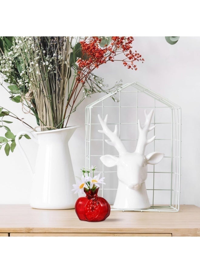 ChicAbode Pomegranate Shaped Glass Vase, Small Red Decorative Flower Vase, Glazed Table Ornament for Home Living Room Bedroom Office Decoration - Image 4