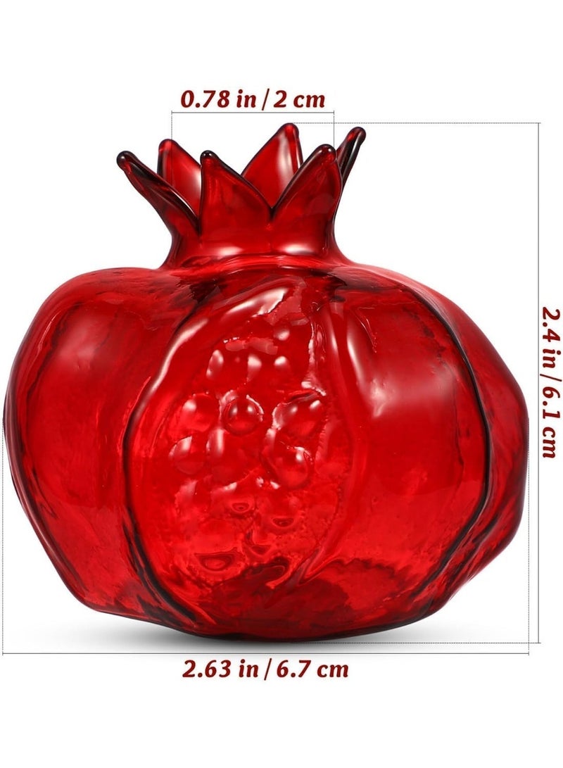 ChicAbode Pomegranate Shaped Glass Vase, Small Red Decorative Flower Vase, Glazed Table Ornament for Home Living Room Bedroom Office Decoration - Image 2