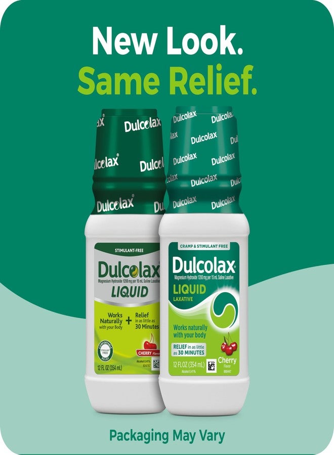 Dulcolax Saline Laxative Liquid, Fast & Gentle Constipation Relief, Natural Laxatives, Softens Stool, Cherry Flavor, Magnesium Hydroxide 1200 mg, 12 fl. oz. - Image 2