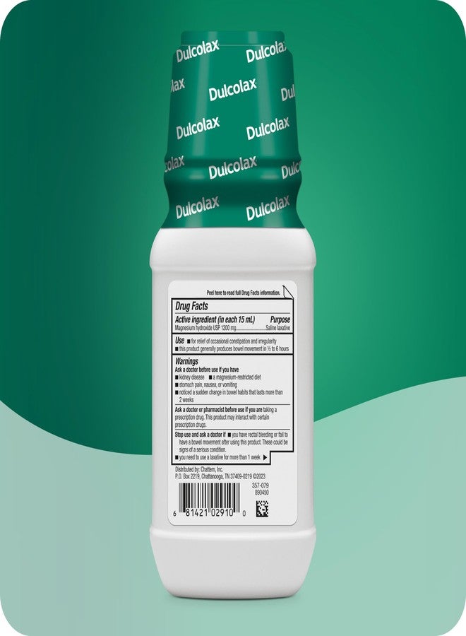 Dulcolax Saline Laxative Liquid, Fast & Gentle Constipation Relief, Natural Laxatives, Softens Stool, Cherry Flavor, Magnesium Hydroxide 1200 mg, 12 fl. oz. - Image 3