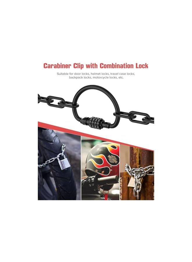 PROMASS PROMASS 1Pack Combination Locks, Ultra Large D-Shaped Code Combo Lock, Heavy Duty Carabiner Clips, for Looped Bike Security Cable Lock, Helmet Lock, Bike Lock, Fence Lock, Travel Case Lock, Black  - Image 4