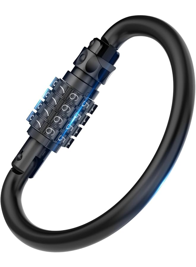 PROMASS PROMASS 1Pack Combination Locks, Ultra Large D-Shaped Code Combo Lock, Heavy Duty Carabiner Clips, for Looped Bike Security Cable Lock, Helmet Lock, Bike Lock, Fence Lock, Travel Case Lock, Black  - Image 1