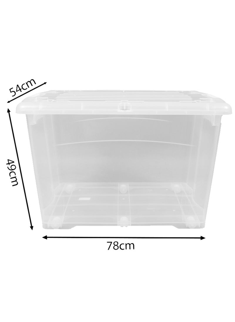 Concept home Plastic Storage Box Multipurpose Transparent Plastic Storage Box With Wheels And Lockable Lid 150L Clear/White  - Image 5