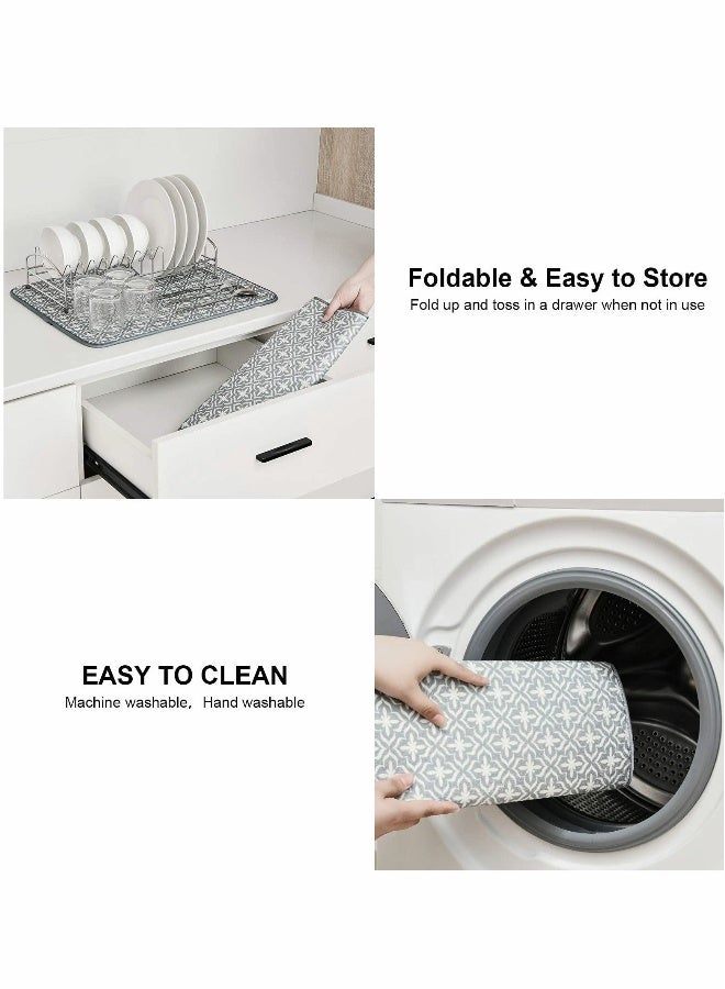 Dish Drying Mats for Kitchen Counter Microfiber Absorbent Dish Drainer Rack Pads for Sink