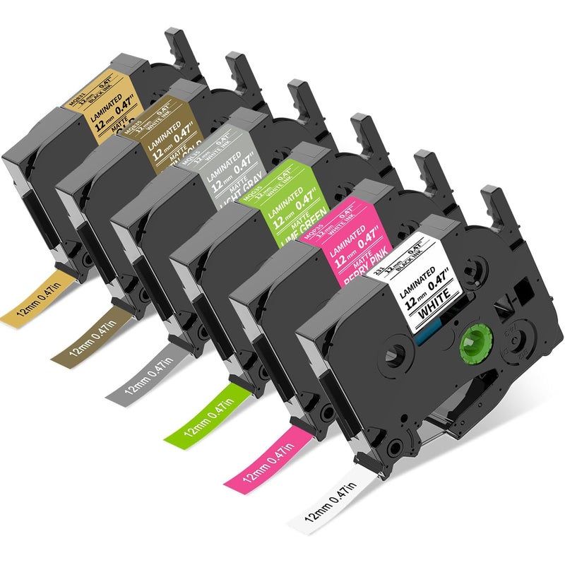 COLORTY Replacement for Brother P-Touch Label Maker Tape TZe 12mm 0.47 Laminated Tape Compatible with Brother P Touch Label Maker PT-D210 PT-H110 PT-D400AD PT-P710BT TZe-231 Pastel Tape Cassette 6 Pack - Image 1