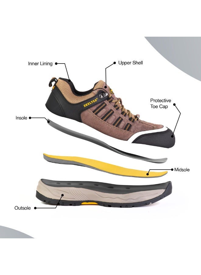 SHELTER Premium Industrial Safety Shoes for Men with Steel Toe, Breathable Mesh Upper and Slip-Resistant Sole - Image 5