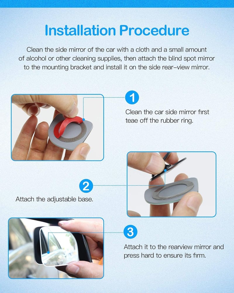 CUNCUI 2pcs Fan Shaped Blind Spot Mirror - 360 Degree Adjustable HD Glass Convex Rear View Mirror for Cars, Vans, SUVs, and Trucks - Image 4