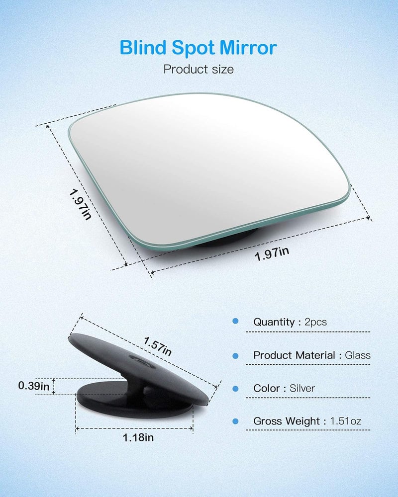 CUNCUI 2pcs Fan Shaped Blind Spot Mirror - 360 Degree Adjustable HD Glass Convex Rear View Mirror for Cars, Vans, SUVs, and Trucks - Image 5