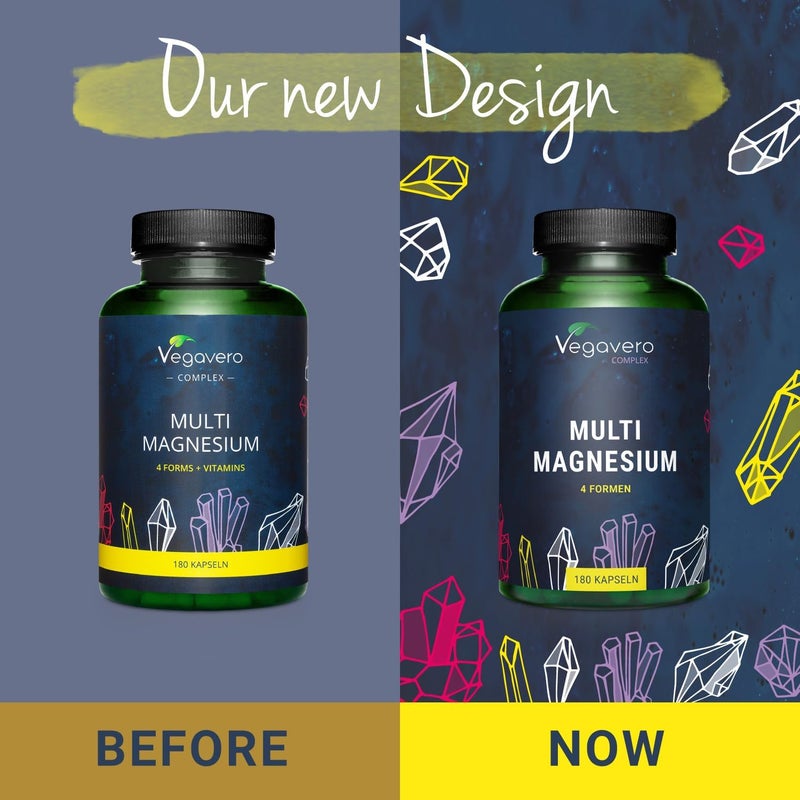 Vegavero فيغافيرو مركب المغنيسيوم المتقدم المتعدد | مع 4 أشكال مخلبية: سترات، بيسغليسينات، ماليات وتورات | فيتامينات B6 و B2 لامتصاص متفوق | 180 كبسولة نباتية | بدون إضافات - Image 2