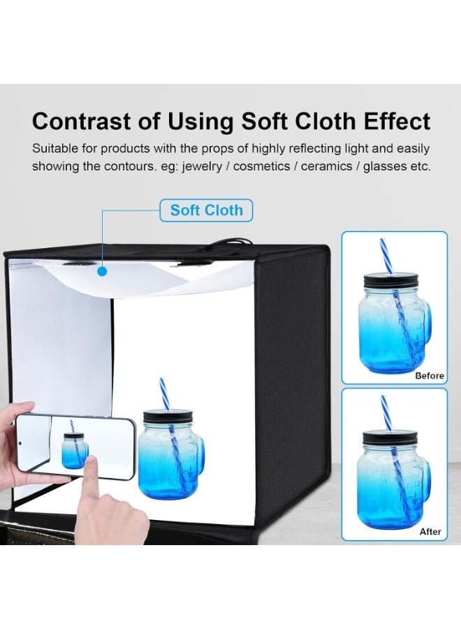 WALALLA Portable Light Box Photography, Professional 16'' Photo Studio Light Box, Large Dimmable Photo Booth, Shooting Tent, Soft Box with 6 Color Backdrops, 2*120 LM LED Lights for Big Product Photography - Image 3