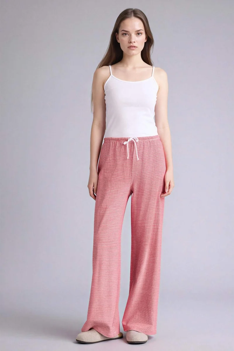 ديفاكتو Regular Fit Ribbed Pajama Pants
