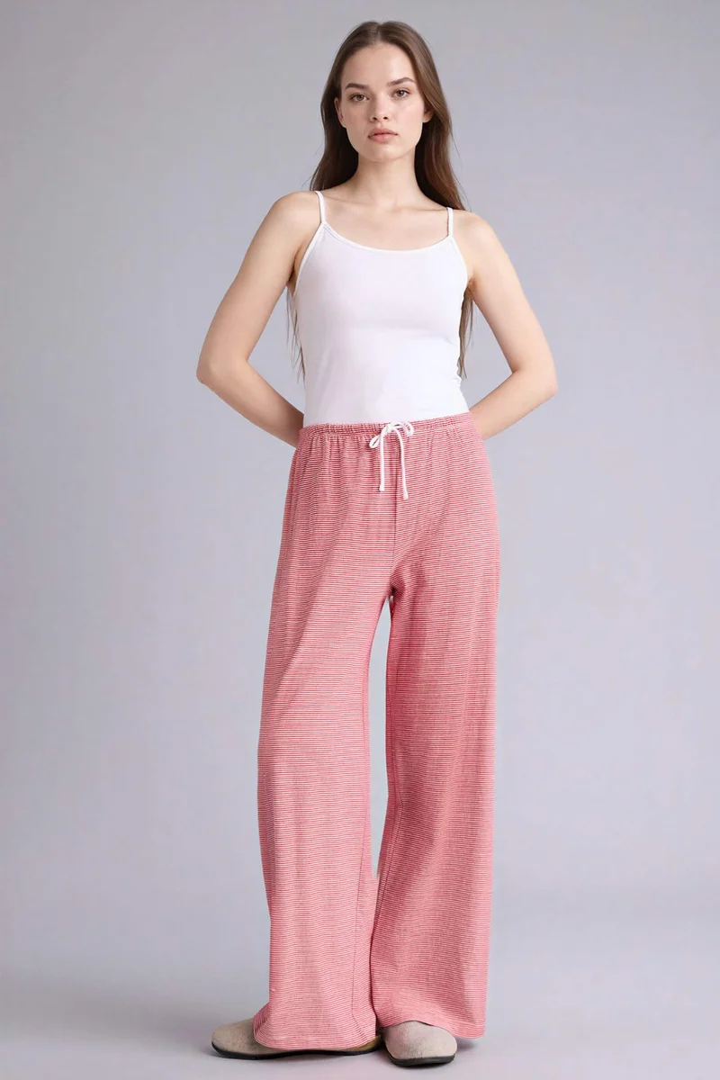ديفاكتو Regular Fit Ribbed Pajama Pants