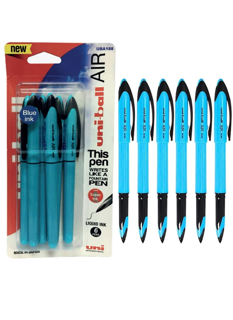6-Piece Air Micro Rollerball Pen Blue Ink