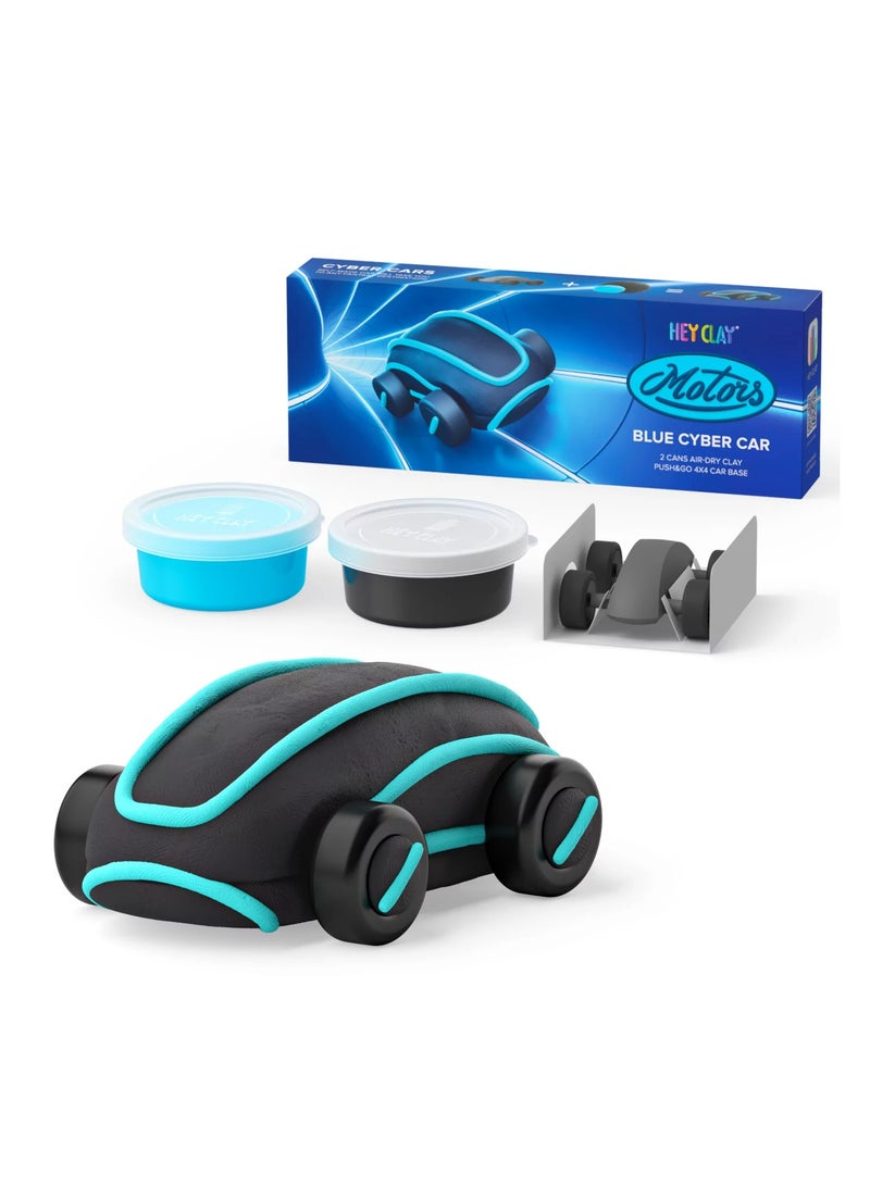 HEY CLAY Cyber Cars BLUE CYBER CAR Colourful modelling air-dry clay, 2 cans with fun interactive app for kids 3 years + - Image 2
