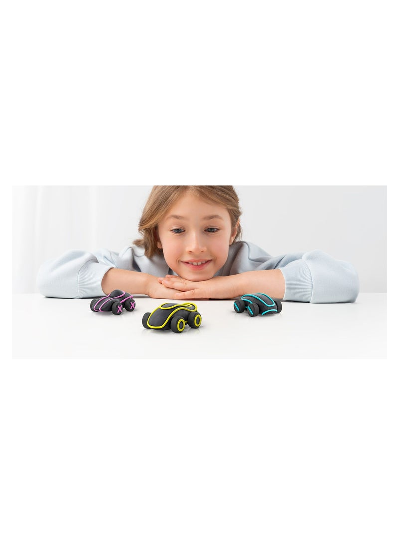 HEY CLAY Cyber Cars BLUE CYBER CAR Colourful modelling air-dry clay, 2 cans with fun interactive app for kids 3 years + - Image 4