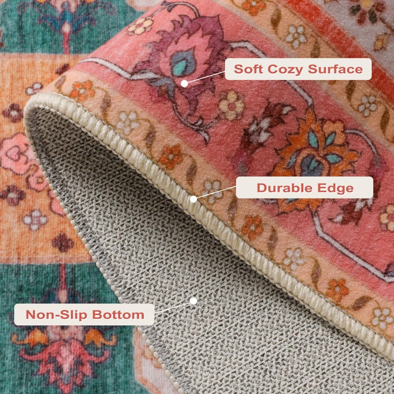 Ciicool Area Rug 5x7ft Washable Rugs for Living Room Non-Slip Indoor Rugs Large Low-Pile Mat Floor Carpet Vintage Rug for Bedroom Dinning Foyer Decor - Image 3