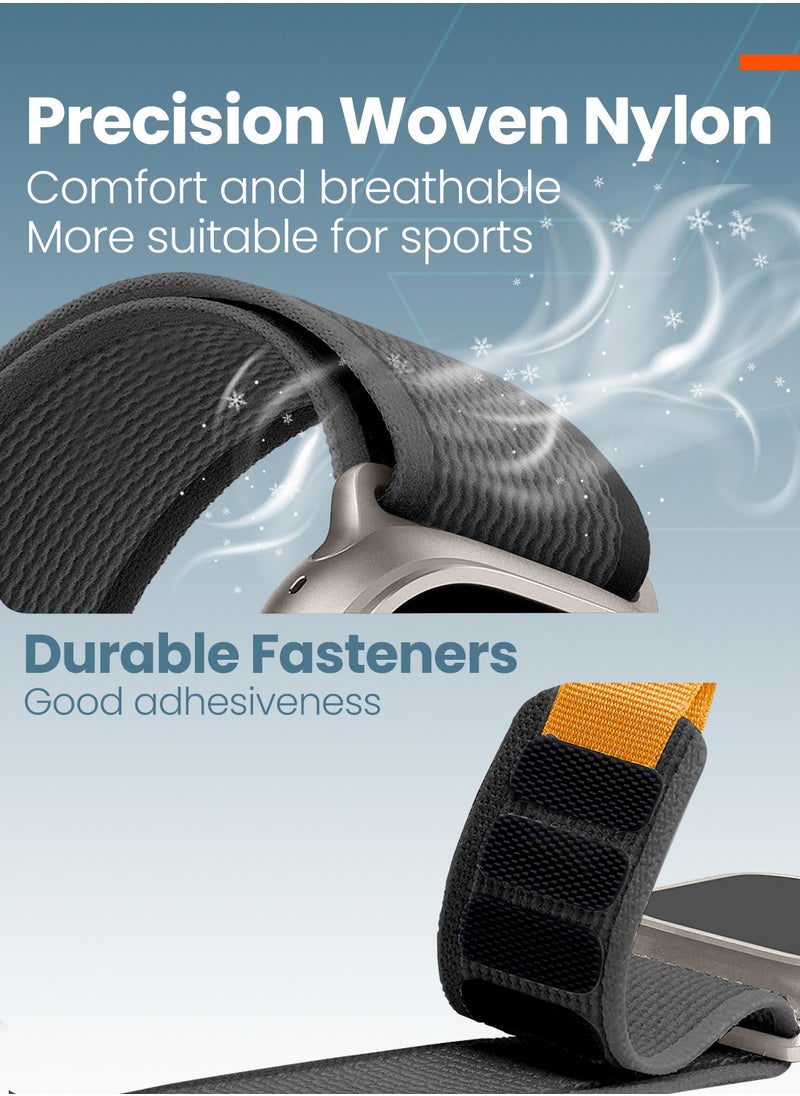 Moxedo Moxedo Trail Loop Watch Band Adjustable Sports Nylon Woven with Convenient Pull Tab Compatible with Apple Watch Band Series 8/7/6/5/4/3/2/1/SE Ultra design for 44mm/45mm/49mm (Black/Grey)  - Image 2