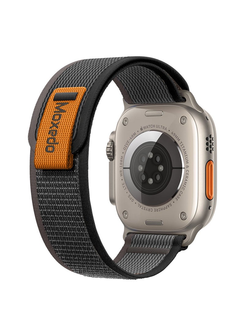 Moxedo Moxedo Trail Loop Watch Band Adjustable Sports Nylon Woven with Convenient Pull Tab Compatible with Apple Watch Band Series 8/7/6/5/4/3/2/1/SE Ultra design for 44mm/45mm/49mm (Black/Grey)  - Image 1