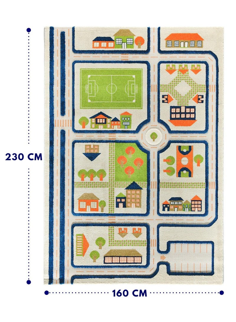 هلالفل سجادة لعب ثلاثية الأبعاد تصميم حركة المرور - XL | زرقاء | سجادة نشاط للأطفال | غرفة نوم، غرفة معيشة، سجادة حضانة | بولي بروبيلين | قابلة للطي | 230 سم × 160 سم - Image 2
