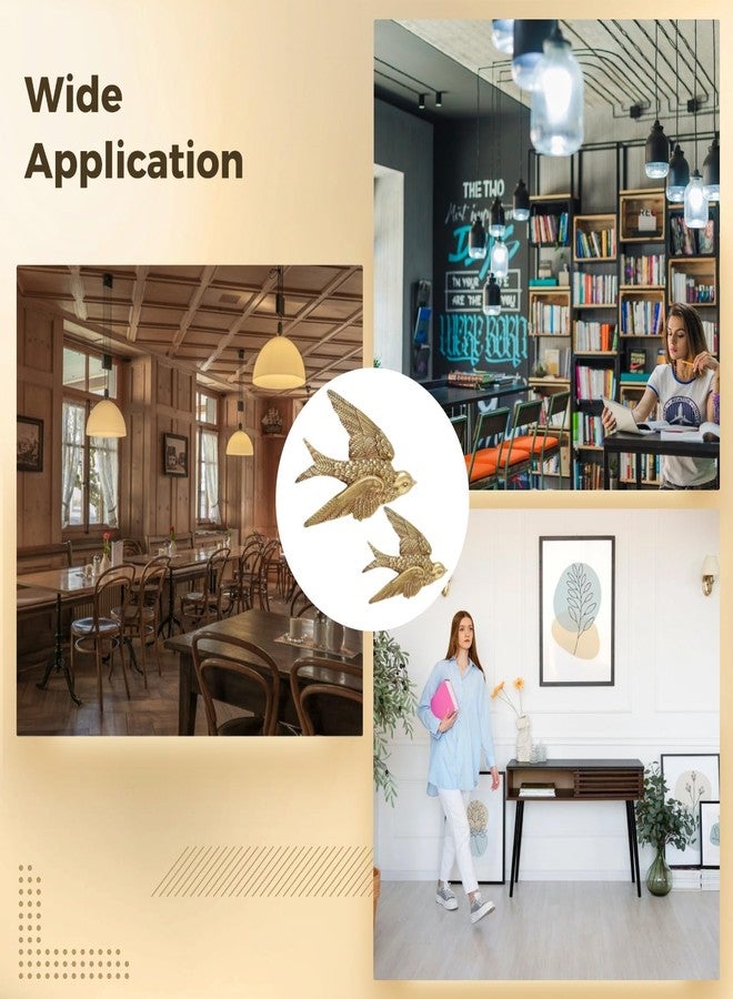 Varku 2 Pcs Vintage Swallow Wall Decor, Antique Brass Flying Bird Sculpture, Aesthetic Resin Art, Unique Home Accent for Living Room, Bedroom, Farmhouse Wall Decor - Image 5