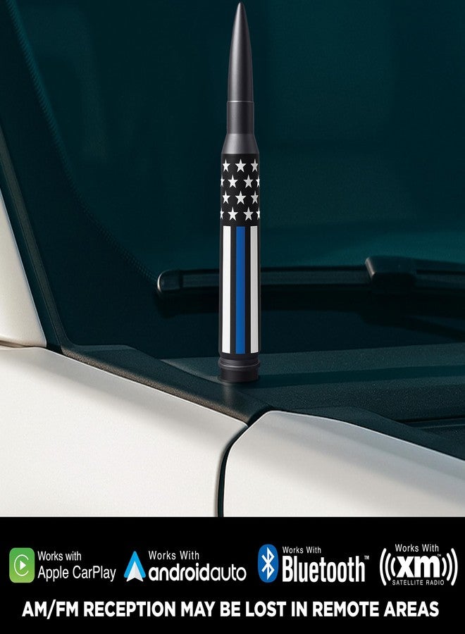 EcoAuto Badass Bullet Antenna Replacement for Dodge Ram & Ford F150 F250 F350 Super Duty Raptor Bronco Trucks - Anti-Theft Design-Radio Antenna for Truck 1990 - Current (American Flag Support Blue) - Image 3