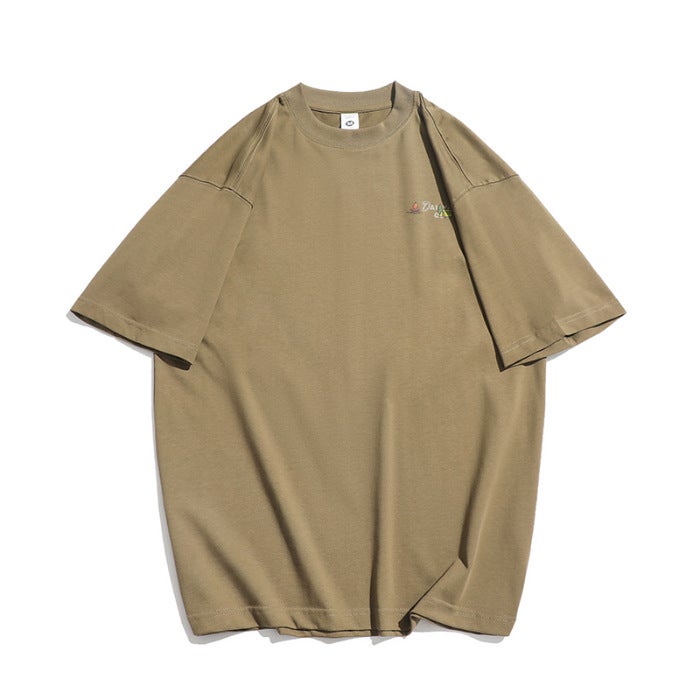 Trendy Brand Heavy Print Short-Sleeved T-Shirt Men'S Summer American Style Loose All-Match Casual T-Shirt Men'S Half-Sleeved Shirt - Image 1