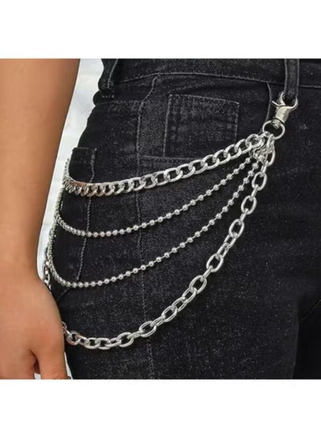 Pant Chain Silver Layered Jeans Wallet Layered Chains Punk Pocket Chain Belt for Women and Men - Image 3