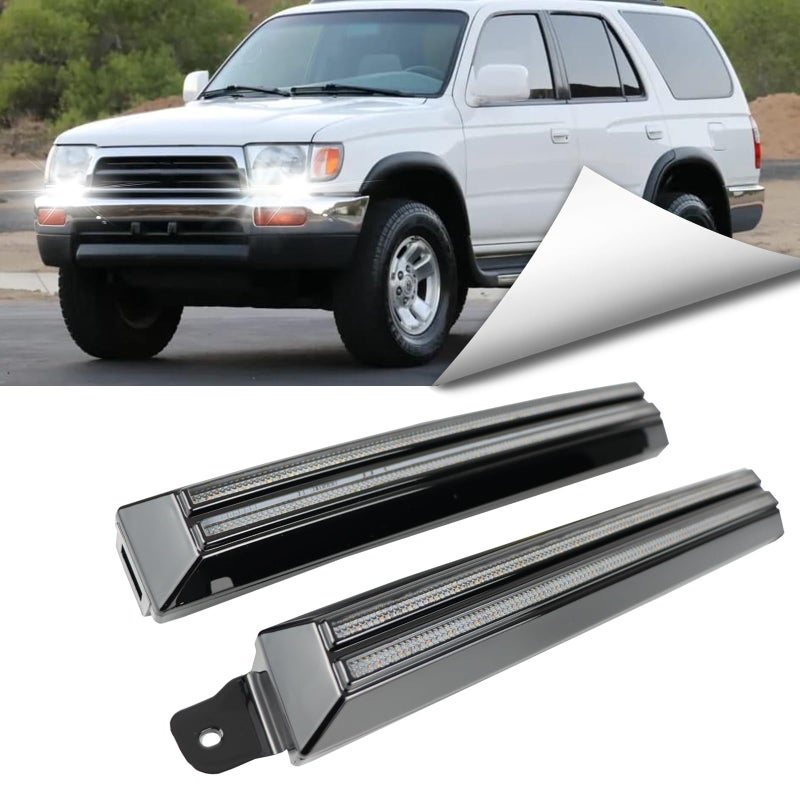 BINQIGOO LED Daytime Running Light Compatible with Toyota 4Runner 1996-2002 - White DRL, Amber Turn Signal, Front Side Marker Headlight - Image 1