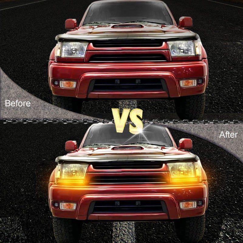 BINQIGOO LED Daytime Running Light Compatible with Toyota 4Runner 1996-2002 - White DRL, Amber Turn Signal, Front Side Marker Headlight - Image 5