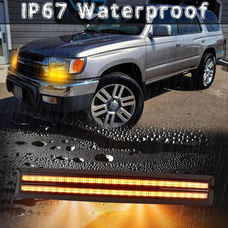 BINQIGOO LED Daytime Running Light Compatible with Toyota 4Runner 1996-2002 - White DRL, Amber Turn Signal, Front Side Marker Headlight - Image 4
