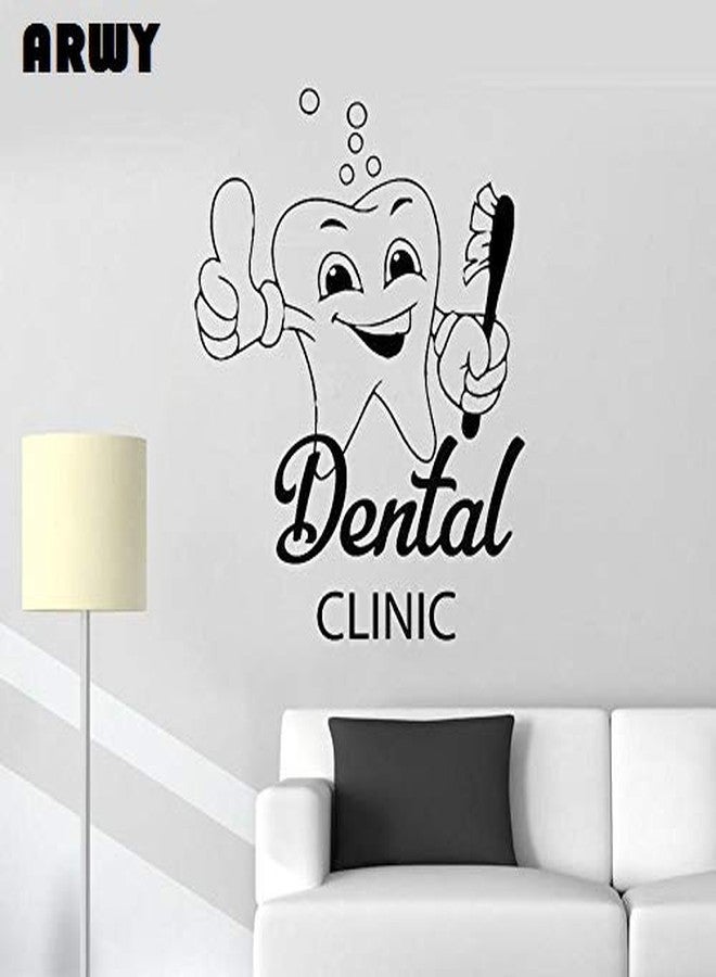 Roonir Dental Wall Stickers for Clinic Happy Dental Clinic Poster Logo Adesivi Murali Dentista Segno Adesivi Murali Denti Stomatologia Finestra Murale(58X58 cm)