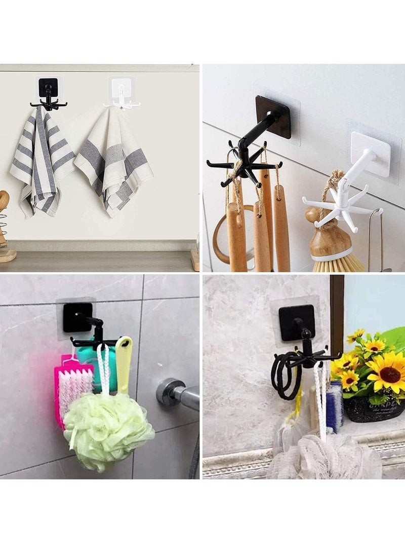 Hihonor Hanging Utensil Holder Hooks Kitchen Utensil Hanger Wall Mount 360 Degrees Rotating Folding Hook Self Adhesive Hook Utensil Rack with 6 Hooks for Kitchen Bathroom Cabinet  - Image 5