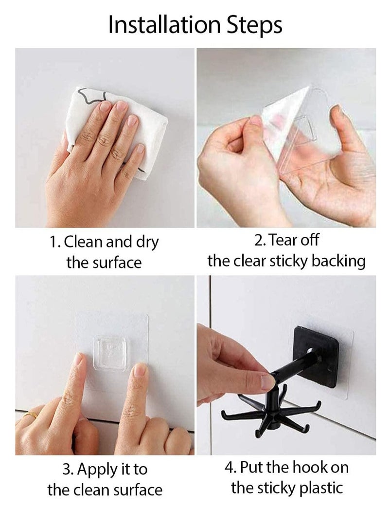 Hihonor Hanging Utensil Holder Hooks Kitchen Utensil Hanger Wall Mount 360 Degrees Rotating Folding Hook Self Adhesive Hook Utensil Rack with 6 Hooks for Kitchen Bathroom Cabinet  - Image 4