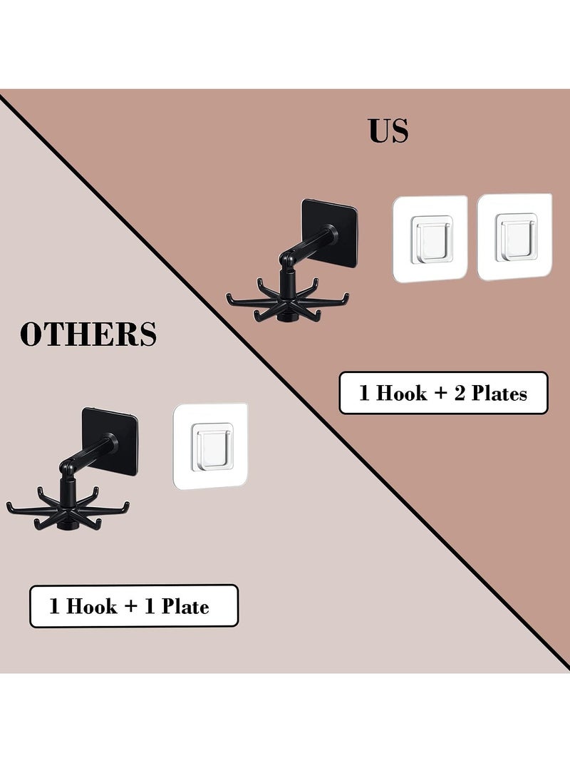 Hihonor Hanging Utensil Holder Hooks Kitchen Utensil Hanger Wall Mount 360 Degrees Rotating Folding Hook Self Adhesive Hook Utensil Rack with 6 Hooks for Kitchen Bathroom Cabinet  - Image 3