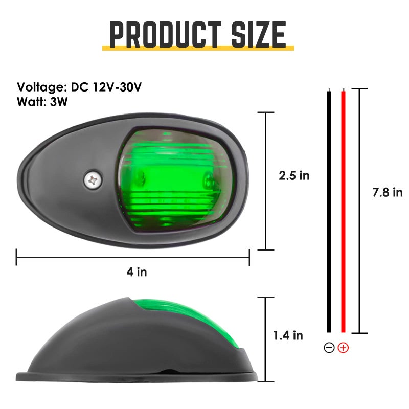 Acelane Boat Navigation Lights LED Boat Bow Light Red & Green Sidelights 12V IP65 Waterproof Marine Boat Accessories for Pontoon, Skeeter, Power Boat, Fishing Boat, Skiff… - Image 5