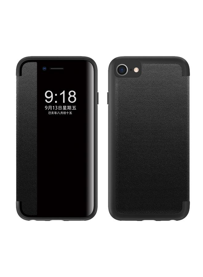 اس-توب جراب جلدي مقاوم للصدمات أفقيًا مع نافذة جانبية مغناطيسية لهاتف iPhone SE 2022 / SE 2020 / 8 / 7 - Image 1